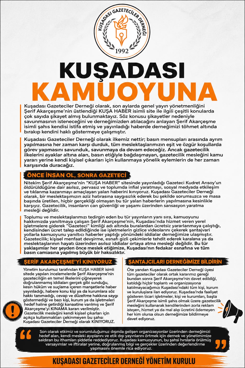 KUŞADASI KAMUOYUNA