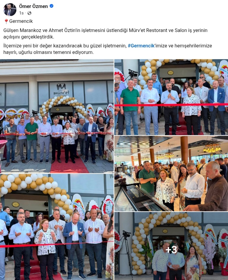 AK Parti Aydın Milletvekili Ömer Özmen, Germencik'te hizmete giren Mürvet Restoran ve Salon isimli işletmenin açılışına katıldı.